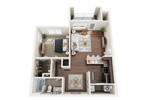 Floor plan for 1 bed, 1 bath, 796 sqft